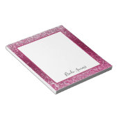 バーガンディとシルバーのグリッター ノートパッド (アングル)