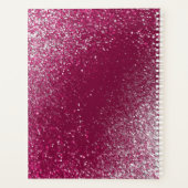 バーガンディとシルバーのグリッター プランナー手帳 (裏面)