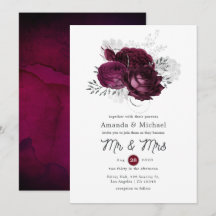 バーガンディとシルバーの花の結婚式