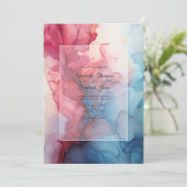 バーガンディとダスティーブルーのインクウェディング 招待状 (スタンド正面)