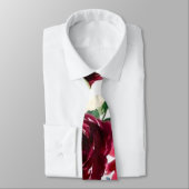 バーガンディとネイビーの水彩花の結婚式 ネクタイ (タイ)