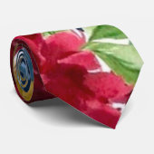 バーガンディとネイビーの水彩花の結婚式 ネクタイ (ロール)