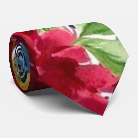 バーガンディとネイビーの水彩花の結婚式 ネクタイ (ロール)