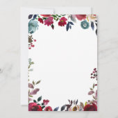 バーガンディとネイビーの花柄の結婚式招待状 招待状 (裏面)