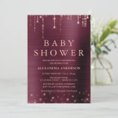 バーガンディとバラ金ゴールドベビーシャワーパーティー 招待状 (スタンド正面)