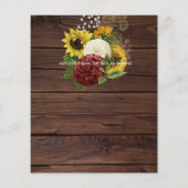 バーガンディとヒマワリをテーマ結婚にした予算 (裏面)