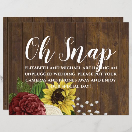 バーガンディとヒマワリをテーマ結婚にした予算 (正面/裏面)