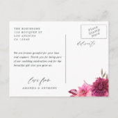 バーガンディとピンクのオータムフォールウェディング御礼 ポストカード (裏面)