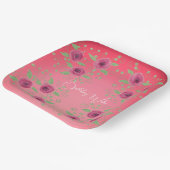 バーガンディとピンクのバラ ペーパープレート (傾斜あり)