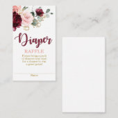 バーガンディとピンクのフローラおむつラッフル エンクロージャーカード (正面/裏面)