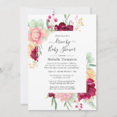 バーガンディとピンクのフローラドライブ（シャワー付） 招待状 (正面)