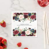 バーガンディとピンクのフローラ水結婚色の スタンダードカクテルナプキン (インサイチュ)