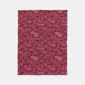 バーガンディとピンクのフローラ熱帯葉パターン フリースブランケット (正面)