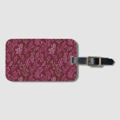 バーガンディとピンクのフローラ熱帯葉パターン ラゲッジタグ (正面横)