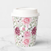 バーガンディとピンクのフローラ紙カップ 紙コップ (左)