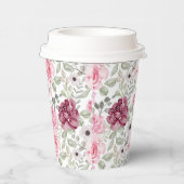 バーガンディとピンクのフローラ紙カップ 紙コップ (右)