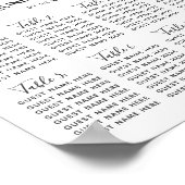 バーガンディとピンクのフローラ結婚のテーブルの座席表 ポスター (角)