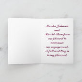 バーガンディとピンクの婚約発表 案内状 (内部)