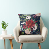 バーガンディとピンクの花のパターン クッション (椅子)