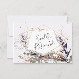 バーガンディとピンクの野生の花がデートカードを救う 出欠カード