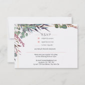 バーガンディとピンクの野生の花がデートカードを救う 出欠カード (裏面)