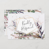 バーガンディとピンクの野生の花がデートカードを救う 出欠カード (正面/裏面)