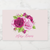 バーガンディとピンクローズ スパークリングワインラベル (シングルラベル)