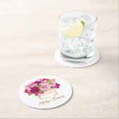 バーガンディとピンクローズ ラウンドペーパーコースター (インサイチュ)