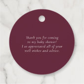 バーガンディとピーチの花のベイビーシャワーのお礼 フェイバータグ (裏面)