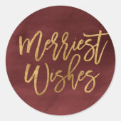 バーガンディとフェイクフォイル メリースタンプ ラウンドシール (正面)