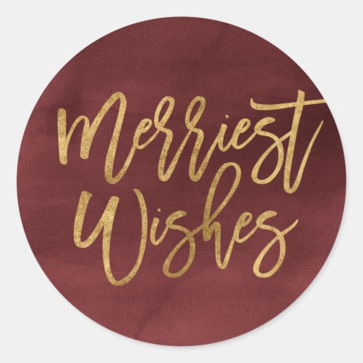 バーガンディとフェイクフォイル メリースタンプ ラウンドシール (正面)