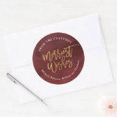 バーガンディとフェイクフォイル メリーステッカー ラウンドシール (封筒)