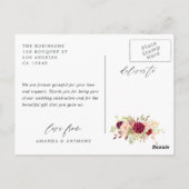 バーガンディとブッシュの幾何学的な結婚式のお礼 ポストカード (裏面)