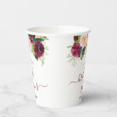 バーガンディとブッシュの花のプリンセスシャワー 紙コップ (左)