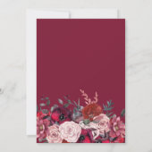 バーガンディとブッシュの花の結婚式招待状 セーブザデート (裏面)