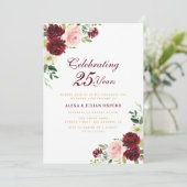 バーガンディとブッシュの花の結婚記念日 招待状 (スタンド正面)