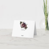 バーガンディとブッシュピンクの花模様が黒の上にThank You サンキューカード (裏面)