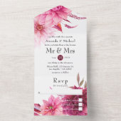 バーガンディとブッシュ オータム フォール ウェディング オール イン ワン オールインワン招待状 (内側)