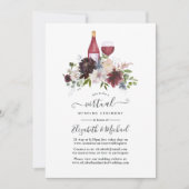 バーガンディとブッシュ ワインをテーマにしたバーチャルウェディング 招待状 (正面)