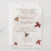 バーガンディとブラウンの木の結婚式 招待状 (裏面)