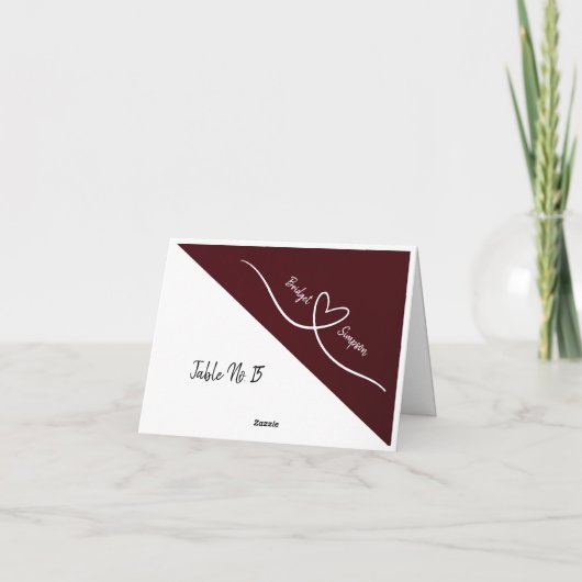 バーガンディとホワイトのエレガントゲスト用座席カード サンキューカード (裏面)