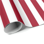 バーガンディとホワイトの縦ストライプ ラッピングペーパー (ロールコーナー)