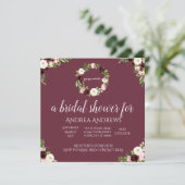 バーガンディとローズの花のブライダルシャワー招待状 招待状 (スタンド正面)