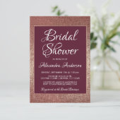 バーガンディとローズゴールドのモダンな結婚前パーティー 招待状 (スタンド正面)