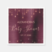 バーガンディとローズゴールドベビーシャワー スタンダードカクテルナプキン (正面)