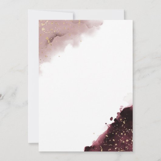 バーガンディと埃っぽいバラ水の色ベビーシャワー 招待状 (裏面)