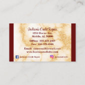 バーガンディと大理石のクレジット修復 名刺 (裏面)