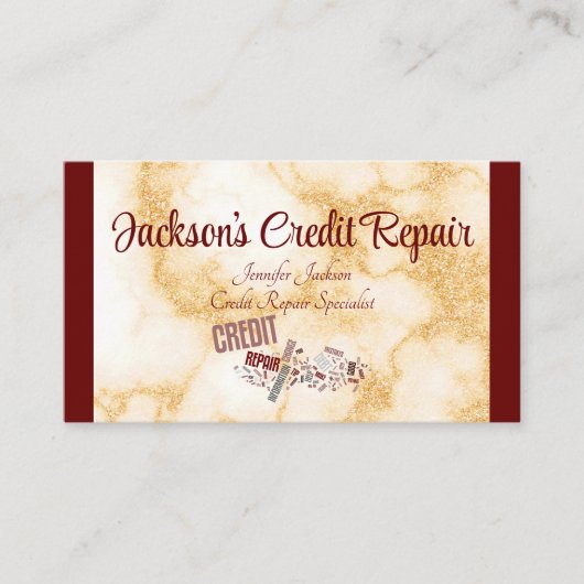 バーガンディと大理石のクレジット修復 名刺 (正面)