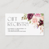 バーガンディと桃の花ベビーシャワー登録 エンクロージャーカード (正面)