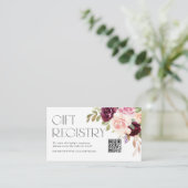 バーガンディと桃の花QRコードレジストリ エンクロージャーカード (スタンド正面)